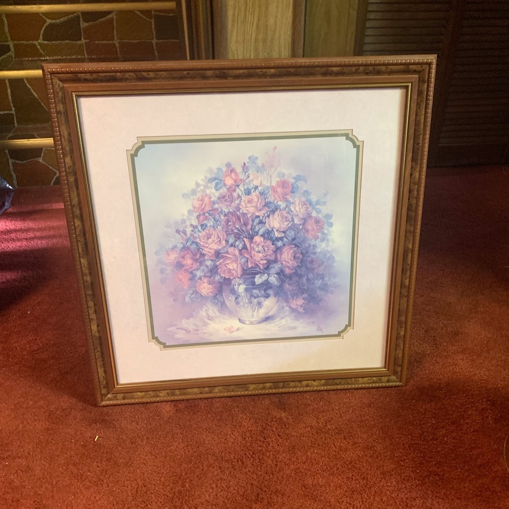 Print showing flowers with frame